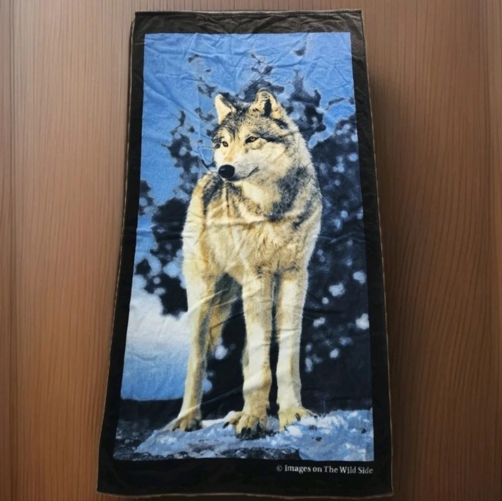 TerriSol Karsten Brazil Wolf Beach Towel 31x60 | Images on The Wild Side Vintage